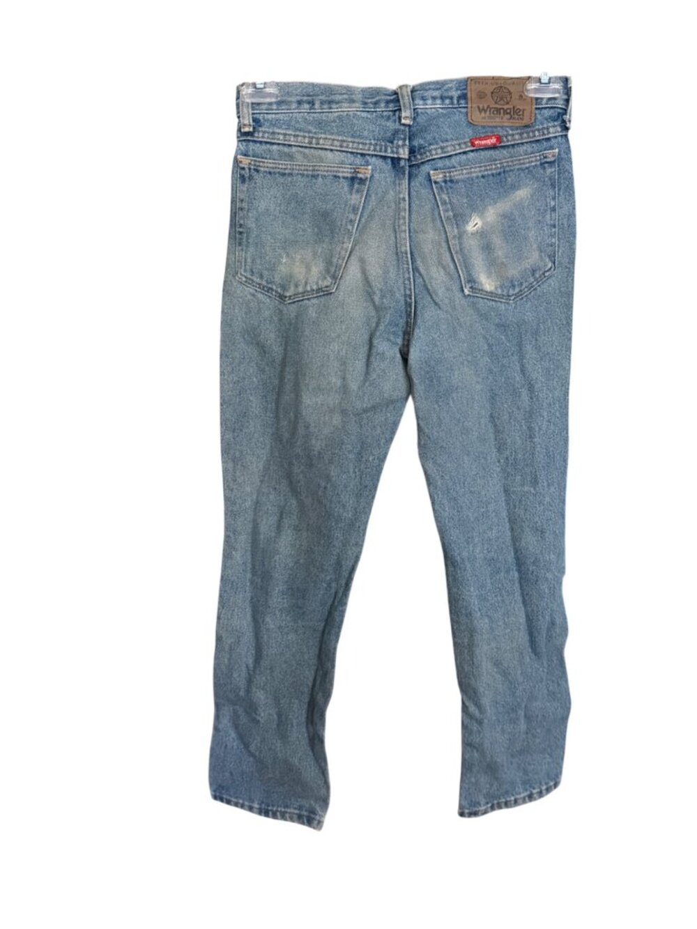 Wrangler Vintage Mens Authentic Jeans Blue 28x30 Distressed Denim Straight Leg - Picture 3 of 5